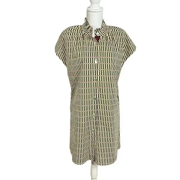 THML Faith Button Up Dress Womens Medium Rue Stripe Dot NWT - Picture 2 of 10